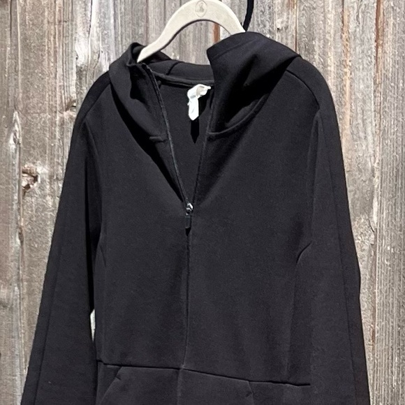 Danskin Now hooded long black jacket size 8/10 medium - Picture 11 of 16